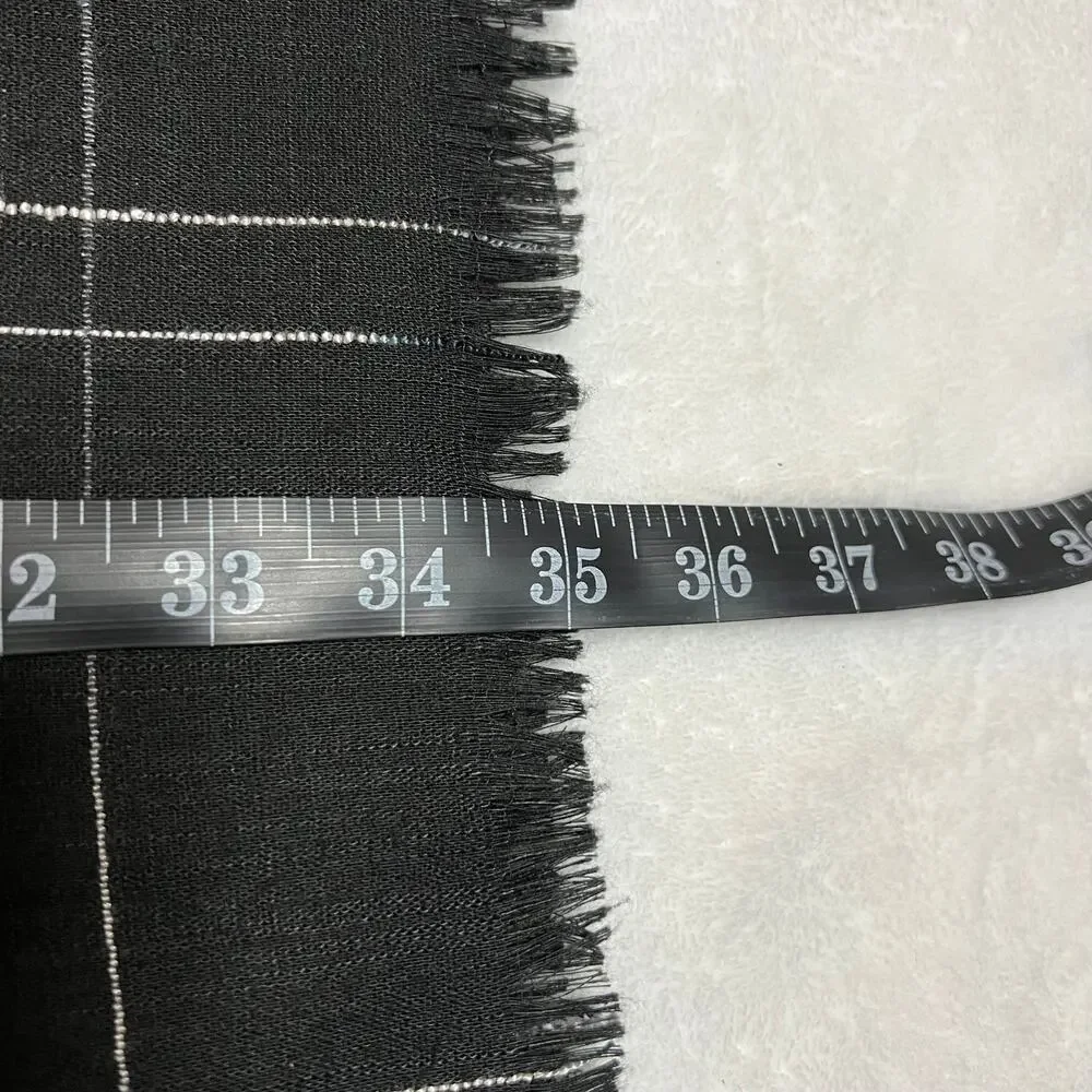Women's Windowpane Scarf with Raw Hem Preppy Lightweight Minimalist Modest
